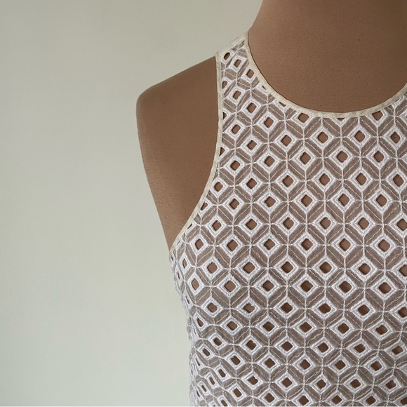 Stella McCartney Diamond Eyelet Semi Sheet Mixed Media Silk Cotton Tank Top Sz S - Picture 8 of 11